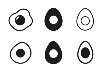 Nutrient-Rich Food Icons. Nutrient-rich foods. Icon set. Set Logo of Nutrient-rich foods: Eggs. harmonious logo variations of the same emblematic concept