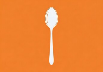 Simple Culinary Spoon Graphic on Rich Orange Backdrop for Creative Use