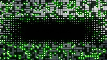 Abstract rectangle tunnel geometric block surface loop 3D render