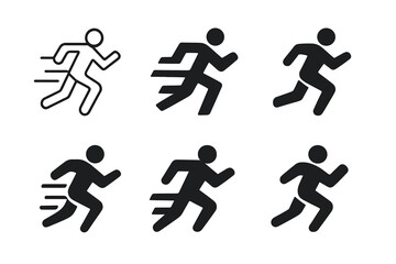 Dynamic Motion Logos. model in motion. Icon set. Set Logo of model in motion: silhouette with motion trails. harmonious logo variations of the same emblematic