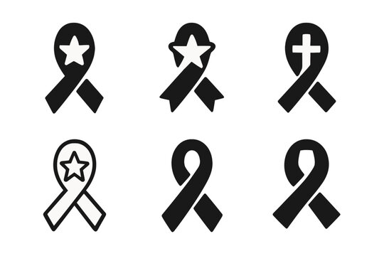 Memorial Emblem Icons. Remembering loved ones with special memorial traditions. Icon set. Set Logo of remembering loved ones with special memorial traditions: