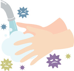 手洗いでばい菌を洗い流す