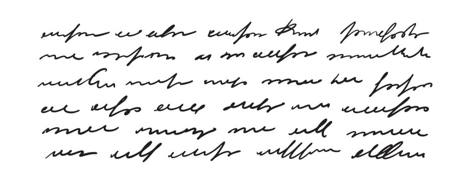 Unreadable handwriting text set. Abstract cursive script. Vintage handwritten patterns for creative design