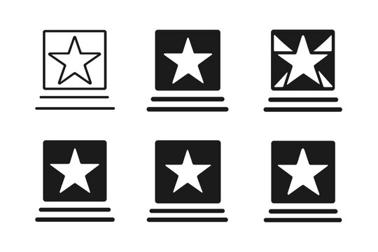 Hollywood Walk Emblems. Hollywood Boulevard. Icon set. Set Logo of Hollywood Boulevard: Walk of Fame star inset in sidewalk. harmonious logo variations of the