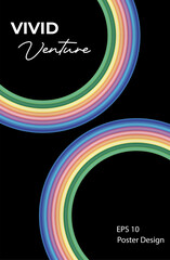 Colorful Abstract Rainbow Rings with Pastel Gradients poster design template  on Dark Background