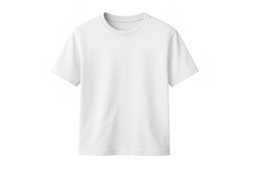 Plain white cotton t-shirt with short sleeves and round collar, providing a clean template for custom designs