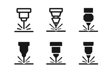 Cutting Machines Icons. Cutting machines. Icon set. Set Logo of cutting machines: mechanical cutter with safety guard and lever. harmonious logo variations of