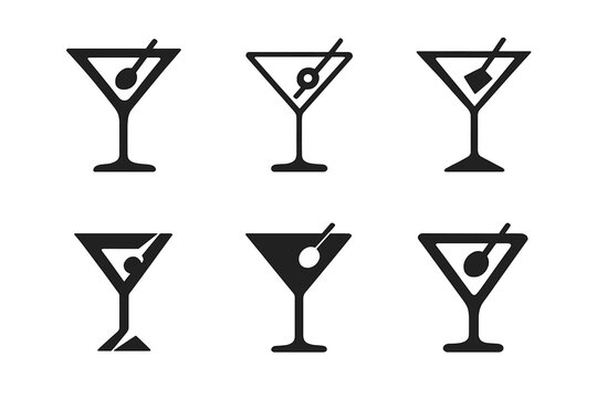 Alcoholic Beverage Icons. Alcoholic Beverages. Icon set. Set Logo of Alcoholic Drinks: champagne bottle and flute. harmonious logo variations of the same - Powered by Adobe