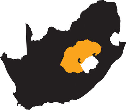 Vector Map of Orange Free State on the Map of South Africa Editable Silhouette