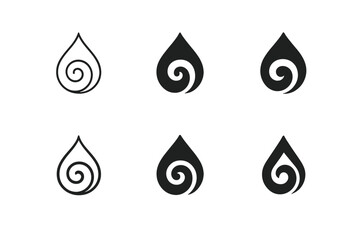 Nature-Inspired Logo Set. The power of nature to inspire creativity and calmness. Icon set. Set Logo of nature?s power: water droplet transforming into