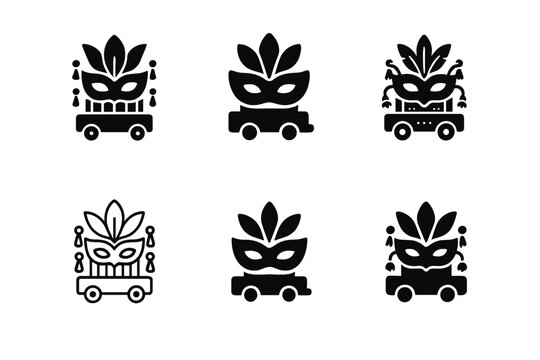 Carnival Emblem Logos. Carnival celebration. Icon set. Set Logo of carnival celebration: parade float. harmonious logo variations of the same emblematic