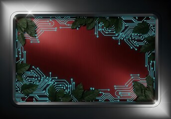 Futuristic backdrop showcasing technological integration and natural elements