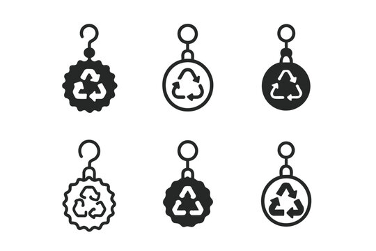 Upcycled Accessories Icons. upcycled fashion accessories. Icon set. Set Logo of upcycled fashion accessories: earrings made of bottle caps. harmonious logo