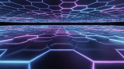 Futuristic neon grid pulsates with vibrant energy, creating a dynamic cyber landscape perfect for tech visualizations and modern design projects - Powered by Adobe