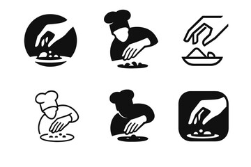 Obraz premium Culinary Art Logos. culinary artistry. Icon set. Set Logo of culinary artistry: elegant chef hand plating food. harmonious logo variations of the