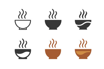 Obraz premium Comfort Food Logos. Comfort food and traditional dishes. Icon set. Set Logo of comfort food and traditional dishes: steaming mug of cocoa