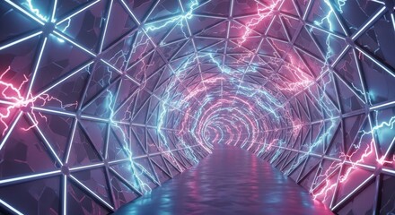 Dynamic energy portal futuristic space digital art neon environment abstract perspective visual concept