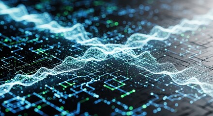 Digital wave patterns create intricate designs in technology-driven environments abstract visuals