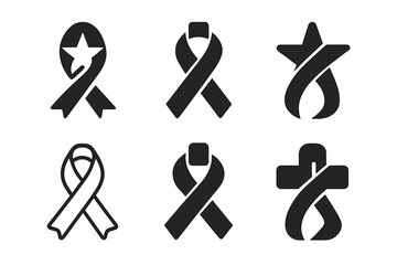 Memorial Emblem Icons. Remembering loved ones with special memorial traditions. Icon set. Set Logo of remembering loved ones with special memorial traditions: