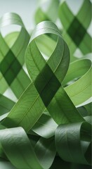 Leafy ribbon art, interwoven nature spirals creating abstract backdrop