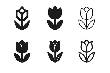 Obraz premium Tulip Logo Variations. Flowers. Icon set. Set Logo of Flowers: Tulip. harmonious logo variations of the same emblematic concept, each with different artistic