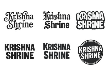 Obraz premium Krishna Lettering Variations. Krishna Deity. Set lettering. harmonious lettering variations of the same emblematic concept, each with different artistic