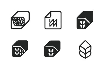 Knitted Baby Blanket Logos. Baby blanket. Icon set. Set Logo of baby blanket: knitted fabric texture. harmonious logo variations of the same emblematic