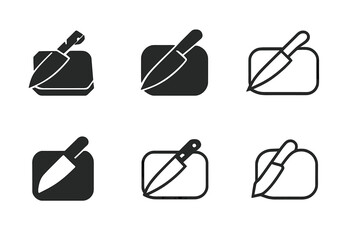 Carving Knife Logos. Carving knife. Icon set. Set Logo of Carving knife: Chef?s carving knife. harmonious logo variations of the same emblematic concept, each