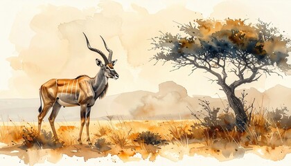 Graceful antelope in calm savanna environment illustrating African ecosystem preservation safari tourism and serene nature observation mood