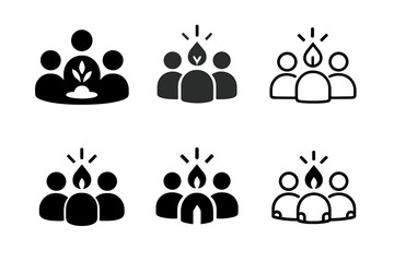 Business Incubator Icons. Business incubator. Icon set. Set Logo of business incubator: collaborative team growing around central spark. harmonious logo