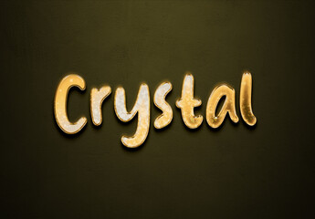 Old gold text effect of word Crystal with 3D glossy style Mockup.