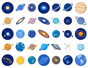 A captivating collection of cartoon planets, perfect for educational resources