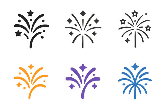 Carnival Emblem Icons. Carnival celebration. Icon set. Set Logo of carnival celebration: fireworks burst. harmonious logo variations of the same emblematic