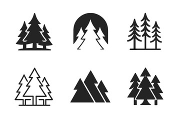 Obraz premium Nature Logo Variations. Nature. Icon set. Set Logo of nature: forest silhouette. harmonious logo variations of the same emblematic concept, each with different