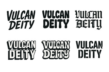 Vulcan Lettering Variations. Vulcan Deity. Set lettering. harmonious lettering variations of the same emblematic concept, each with different