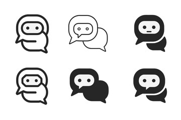 Fototapeta premium AI Chatbot Icons. AI chatbot interaction. Icon set. Set Logo of AI chatbot interaction: AI response icon. harmonious logo variations of the same emblematic