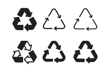Obraz premium Recycling Logo Variations. Recycling process. Icon set. Set Logo of recycling process: arrows forming infinity loop. harmonious logo variations of the same