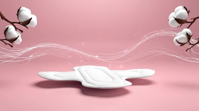 Clean sanitary napkin showcased in a dynamic, educational video about feminine hygiene promoting comfort and confidence for women's health awareness