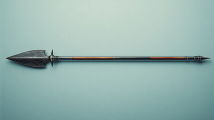 Decorative Spear with Metallic Tip on Blue Background