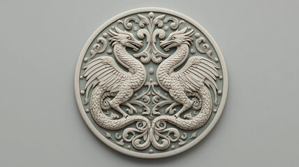 Symmetrical Dragon Relief Sculpture