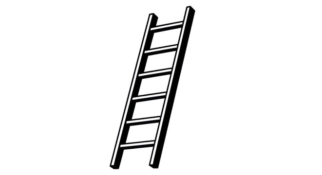 Wooden ladder graphic angled against transparent background for visual concepts