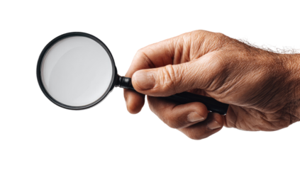 Close-up of a hand holding a magnifying glass
