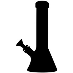 cannabis bong, glass marijuana bong cannabis pipe realistic silhouette