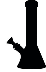 cannabis bong, glass marijuana bong cannabis pipe realistic silhouette