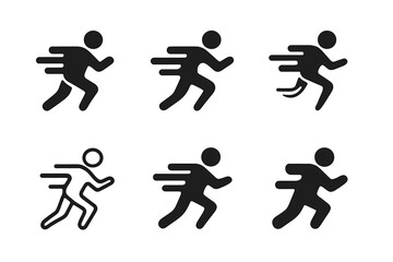 Naklejka premium Dynamic Model Logos. model in motion. Icon set. Set Logo of model in motion: flowing dress in motion. harmonious logo variations of the same emblematic