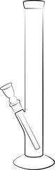 cannabis bong, glass marijuana bong cannabis pipe realistic contour, outline lines drawn