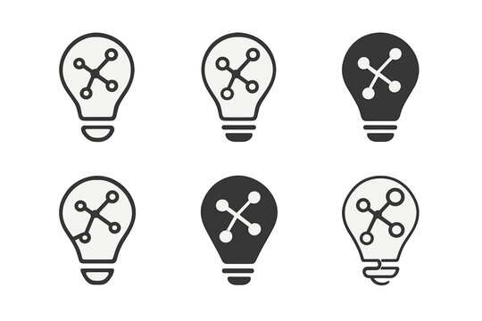 Digital Innovation Icons. Digital transformation in business. Icon set. Set Logo of innovation process: gear with digital pixels. harmonious logo variations of