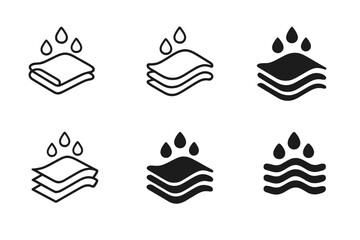 Wet Towel Icons. Wet towel. Icon set. Set Logo of Wet Towel: towel corner wringing out water. harmonious logo variations of the same emblematic concept, each