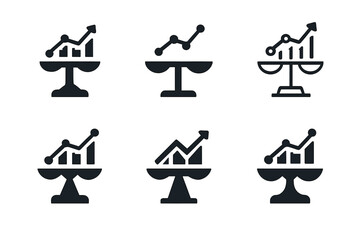 Naklejka premium Financial Balance Icons. balance in financial investments. Icon set. Set Logo of balance in financial investments: circular arrow of financial equilibrium.