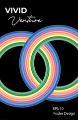 Colorful Abstract Rainbow Rings with Pastel Gradients poster design template  on Dark Background